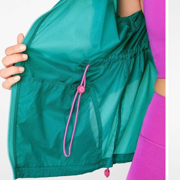 Fabletics Natalia Woven Jacket Dark Jade/Fiesta XS - Picture 5 of 12